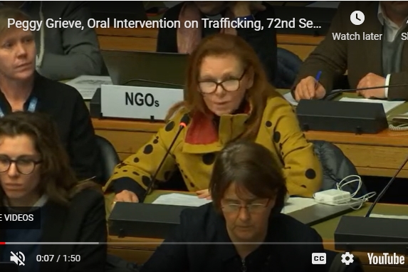 [ai] A woman wearing glasses and a colorful coat speaks at a conference table, with participants in the background. A sign reading 'NGOs' is visible behind her, indicating the organizational context of the event.